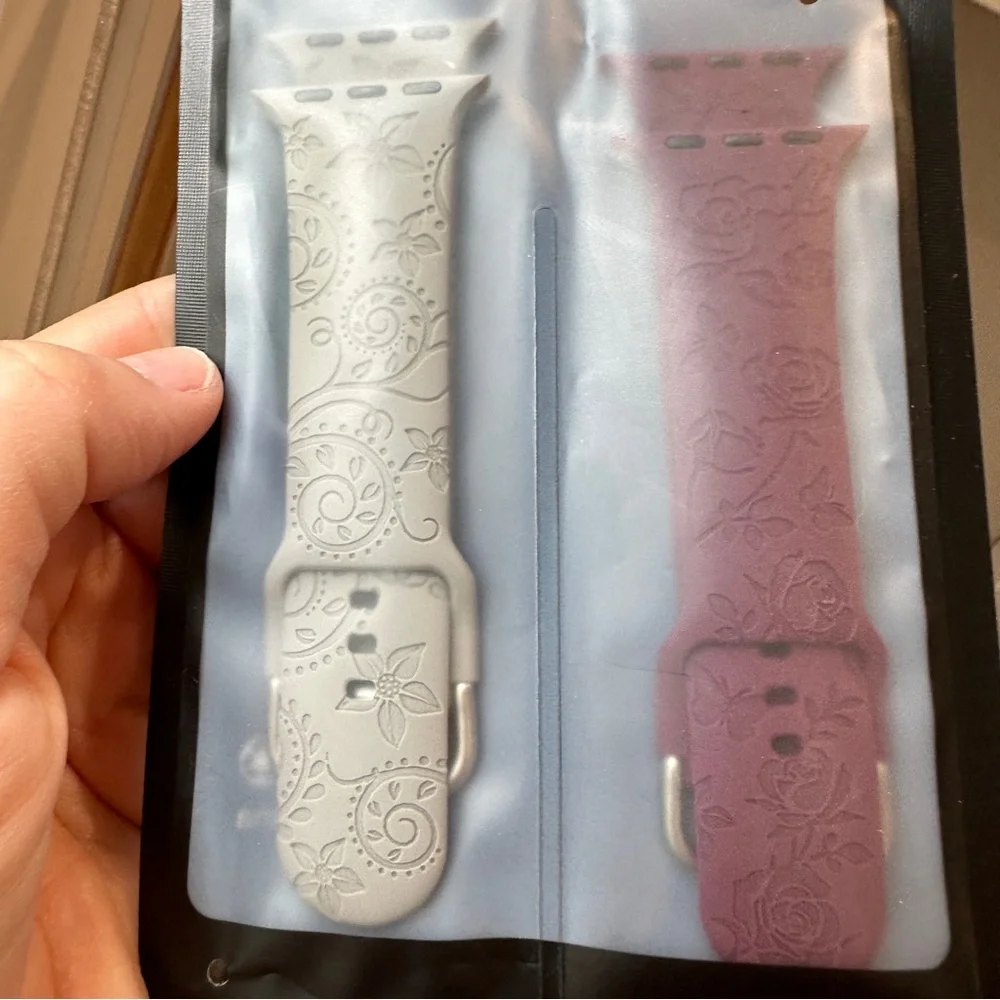Floral Patterned Wearable Bands - Gray and Wine
